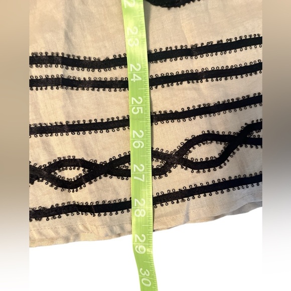 Carole Little Ladies Linen Embroidered Skirt Beige / Black Size 10 - Picture 4 of 5